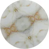 Ptmd collection PTMD Lavina Ronde Bijzettafel - H40xØ48 cm - Aluminium/Glas - Goud/Wit