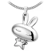 Montebello Ketting Berryl - 316L Staal - Konijn - 30x45mm - 45cm