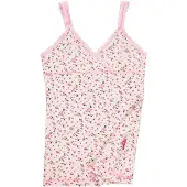 Claesen's singlet met bloemen roze Hemd Meisjes Stretchkatoen V-hals Bloemen - maat 140/146