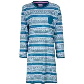Irresistible Dames Nachthemd - Lange mouwen - Petrol Blauw - Maat S