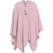 Knit Factory Jazz Gebreid Omslagvest - Dames Poncho - Wikkelvest - Gebreide roze poncho - Gebreide mantel - Winter poncho - Dames cape - One Size - Roze