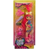 Cave Club Emberly pop (25 cm), een prehistorische modepop met een huisdier-dinosaurus