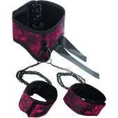 Scandal - Posture Halsband Met Handboeien Rood/Zwart