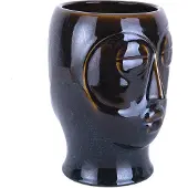 Present Time Plantenpot Mask - Glazuur Donker Bruin - 18,5x16x22,2cm