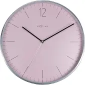 Nextime - Wandklok- 34cm-Glas/Metaal- Romantisch Roze-Essential Silver