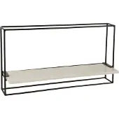J-Line 11142 Muurrek 1plank Ijzer/Marmer Zwart/Wit Large
