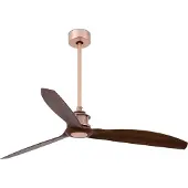 Faro Just Fan plafondventilator, Ø 128 cm, koper/walnoot , Just Fan, Hout, Woonkamer, Kunststof, Modern
