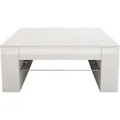 ML-Design Salontafel Nina met glazen legger | spaanplaat wit 100x52x60 cm salontafels | NADUVI