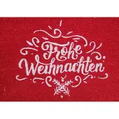House of Seasons Deurmat kerst, Frohe Weihnachten rood 40x60cm