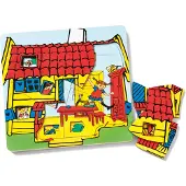 Pippi Kinderboeken, Langkous, houten puzzel, 3 lagen, educatief speelgoed