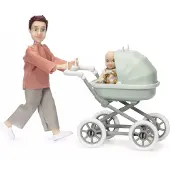 Lundby Set - Speelfiguur Man Met Kinderwagen En Baby