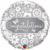 Qualatex - Folieballon Congratulations Zilver 45 cm