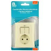 Berker S.1 - Enkelvoudige wandcontactdoos met Serieschakelaar inbouw geaard (Crème)