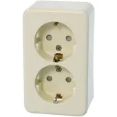 Schneider Merten Opbouw - Tweevoudige Wandcontactdoos opbouw geaard (Crème)