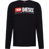 Diesel Denim Division Logo T-shirt Met Lange Mouwen, Zwart
