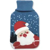 Rojafit Warmwaterkruik - 2 Liter - Gebreide Hoes - Natuurrubber - Kerstman