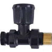 Riko Thermostatisch radiatorventiel 1/2"x15 mm met adaptor recht vernikkeld mat zwart