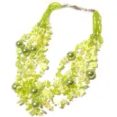 Boodz Korte Kralen Ketting met Parels en Schelpjes Groen