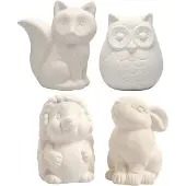 Packlinq Dierenspaarpotten, uil, vos, egel, haas, h: 9-10 cm, wit, 4stuks