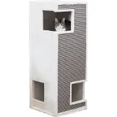 Trixie Krabpaal voor katten, krabzuil, kattenhuis GERARDO, 100 cm, wit/grijs - 44987