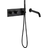 Guido Gusto Inbouw badkraan mat zwart twee-knop bediening complete set