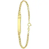 Lucardi Dames Plated plaatarmband - Echt Zilver - Armband - Cadeau - 18 cm - Goudkleurig
