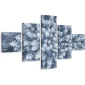 Karo-art Schilderij - Witte boomtoppen, 5luik, premium print