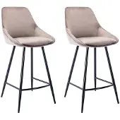 Vente-unique Set van 2 barkrukken MASURIE - Fluweel - Taupe