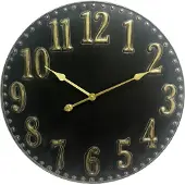 Mansion Atmosphere zwart metalen klok met gouden cijfers 60cm