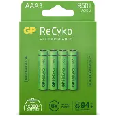 GP ReCyko Rechargeable AAA batterijen - Oplaadbare batterijen AAA 950mAh - 4 stuks AAA oplaadbare batterijen