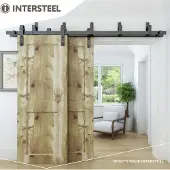 Intersteel | Set van 5 wandsteunen voor dubbele schuifdeuren | Mat Zwart
