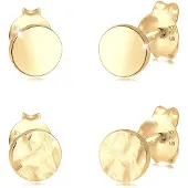 Elli - Elli Oorbellen Dames Stud Earrings Geo Lool Hammered in 925 Sterling Silver Rose Gold