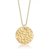 Elli - Halsketting - Dames Cirkel Gehamerd in 925 Sterling Zilver Verguld - Dames