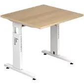 Hjh OFFICE PRO MEGA 8 W - 80 x 80 Tafelhoogte I In hoogte verstelbaar Eiken/Wit