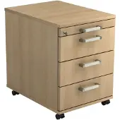 Hjh OFFICE PRO SIGNA AC30 CE - Rolcontainer Hout Eiken met 3 lades Chrome metaal handgreep