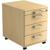 Hjh OFFICE PRO SIGNA AC30 CE - Rolcontainer Esdoorn Hout met 3 lades Chrome metaal handgreep