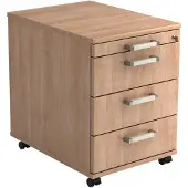 Hjh OFFICE PRO SIGNA AC30 CE - Rolcontainer Hout Walnoot met 3 lades Chrome metaal handgreep