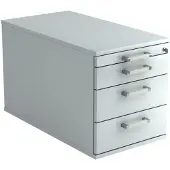 Hjh OFFICE PRO SIGNA TC30 CE - Rolcontainer Grijs Hout met 3 lades Chrome metaal handgreep