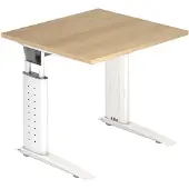 Hjh OFFICE PRO UNDA 8 W - 80 x 80 Tafelhoogte I In hoogte verstelbaar Eiken/Wit