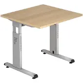 Hjh OFFICE PRO MEGA 8 S - 80 x 80 Eiken/Zilver Tafelhoogte I In hoogte verstelbaar