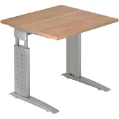 Hjh OFFICE PRO UNDA 8 S - 80 x 80 Walnoot/Zilver Tafelhoogte I In hoogte verstelbaar