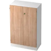 Hjh OFFICE PRO SIGNA K 6550 SG - Hoogte van de map | 3 OH Wit/Walnoot met knop (afsluitbaar) Kast