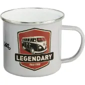 VW Collection - Volkswagen grote emaille koffie-thee-cappuccino-mok-Haferl mok voor Camping & Outdoor T1 Bulli Bus- motief (500 ml T1 Bulli Bus- motief/ kleurrijk)