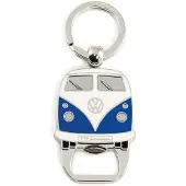VW Collection - Volkswagen sleutelhanger-ring sleutelaccessoire sleutelhouder met bierflesopener in T1 Bulli Bus-design (blauw)