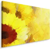 Karo-art Schilderij - Geschilderde zonnebloem close up (print op canvas)