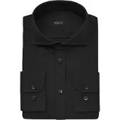 Desoto Luxury Tailored Fit Jersey overhemd zwart, Effen