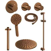 Brauer Copper Edition complete inbouw regendouche met 3 standen handdouche, plafondarm, glijstang en hoofddouche 30cm set 24 koper geborsteld PVD