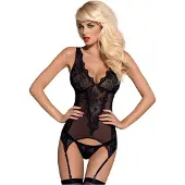Obsessive - Korset met string - 2XL - Zwart