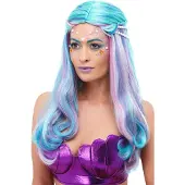 Smiffys - Mermaid Pruik - Blauw/Roze