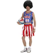 Widmann Basketball speler USA outfit | thema sport kostuum (rood, wit en blauw, S)